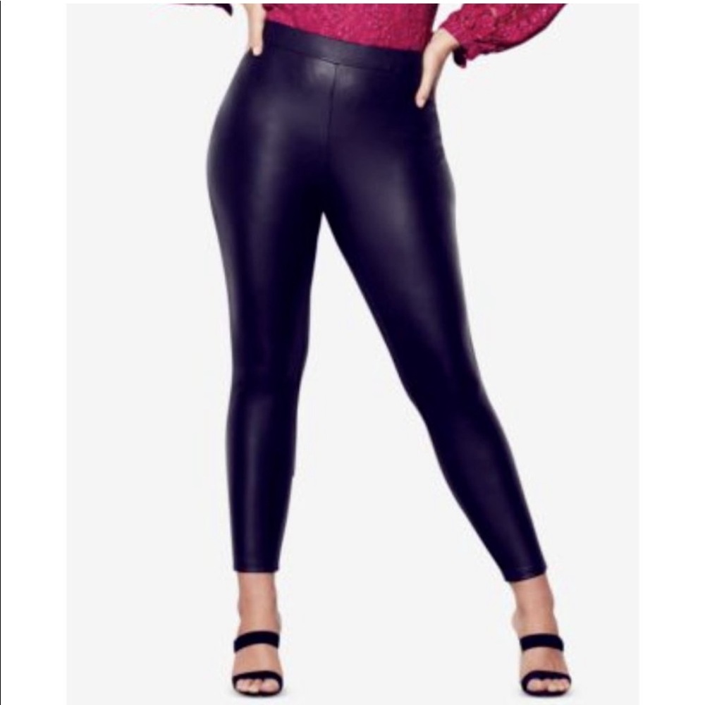 City Chic Black Vegan Leather Leggings